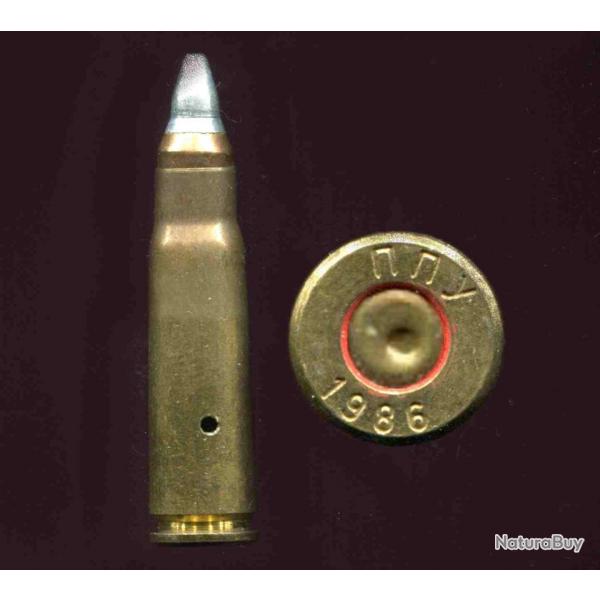 7.62 x 39 AK47 Kalashnikov - Tir rduit  balle cuivre pointe aluminim conique - marquage : nny 1986
