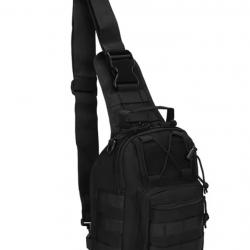 Sac Bandoulière Tactique Militaire Molle - Sac de Poitrine Sacoche Sport Outdoor 22x29x12 cm Noir