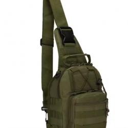 Sac Bandoulière Tactique Militaire Molle - Sac de Poitrine Sacoche Sport Outdoor 22x29x12 cm Vert