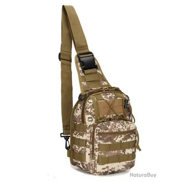 Sac Bandoulire Tactique Militaire Molle Sac de Poitrine Sacoche Sport Outdoor 22x29x12 cm Acu