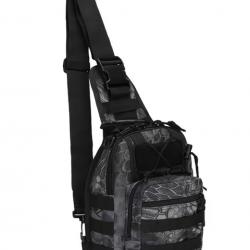 Sac Bandoulière Tactique Militaire Molle Sac de Poitrine Sacoche Sport Outdoor 22x29x12 cm Noir Gris