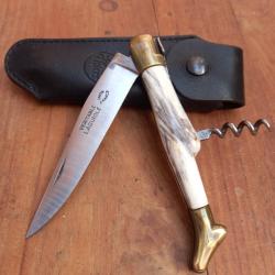Joli Couteau VÉRITABLE LAGUIOLE Manche en Résine avec Tire Bouchon et Étui en Cuir