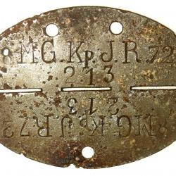 PLAQUE D'IDENTITE du MITRAILLEUR ALLEMAND de la SECONDE GUERRE.