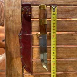 Couteau de chasse collection Luxe ALLEMAND HUBERTUSSOLINGEN  neuf avec Étui en cuir marron