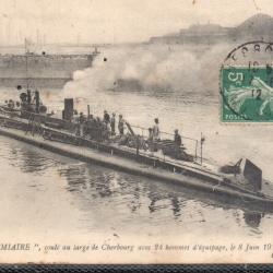 CPA - MARINE DE GUERRE  - " VENDEMIAIRE " Coulé au large de CHERBOURG avec 24 hommes d'équip  N°1490