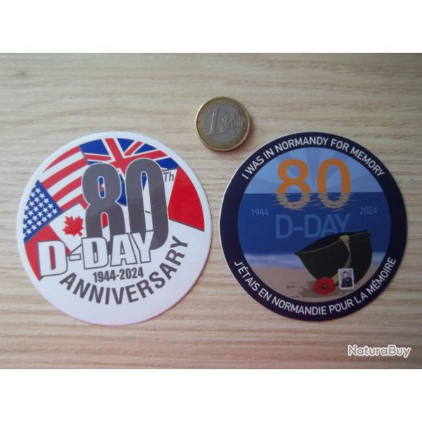 lot 2 autocollants 80 me anniversaire D-Day collection militaire