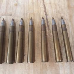 7 anciennes cartouches RWS de 9,3x74R à balle type H-MANTEL pointue