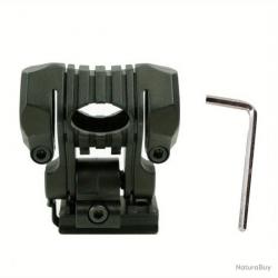 Support lampe tactique 5 positions sur rail picatinny - diamètre de 24,4 à 27 mm - vert - LIVRAISON