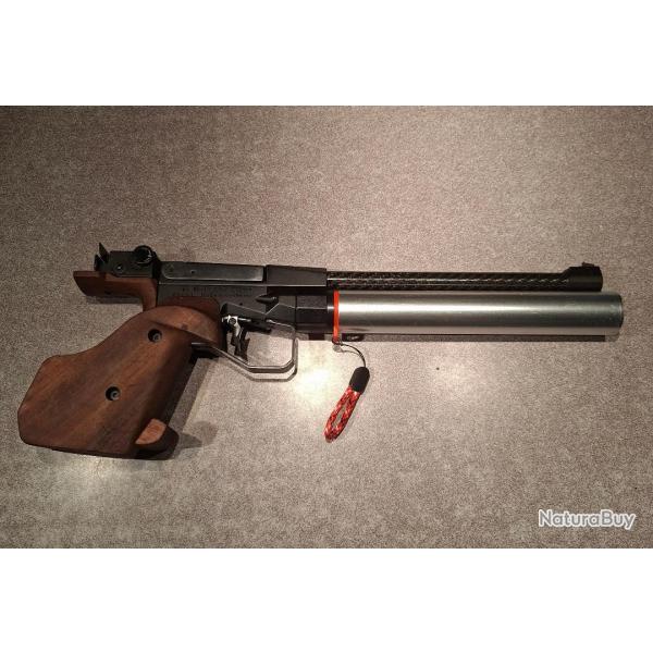 Pistolet gaucher air comprimé pcp / feinwerkbau c25 entièrement révisé avec régulateur neuf.