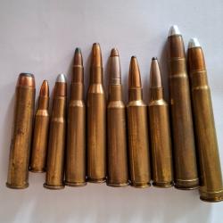 LOT 9 BALLES CARTOUCHES MUNITIONS CHASSE DIVERS CALIBRES COLLECTION tir militaria