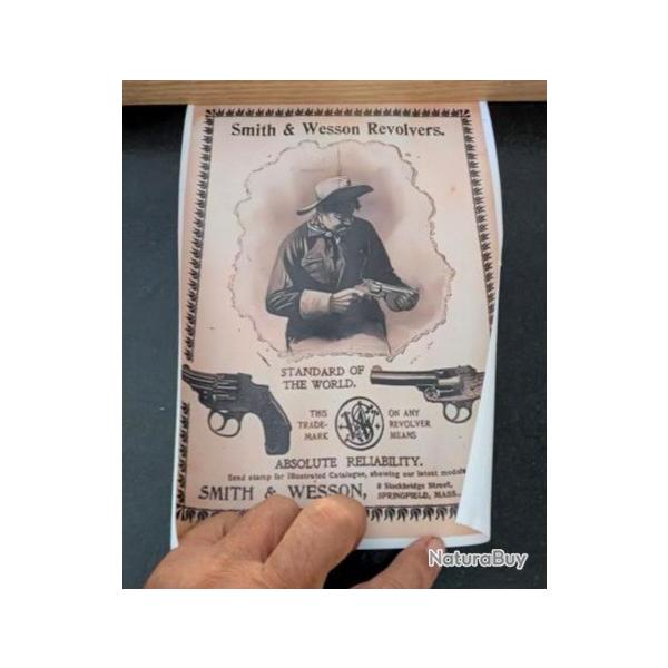 Smith & Wesson REVOLVER PHOTO VINTAGE PUBLICITAIRE SUR TOILE 200X300 MM