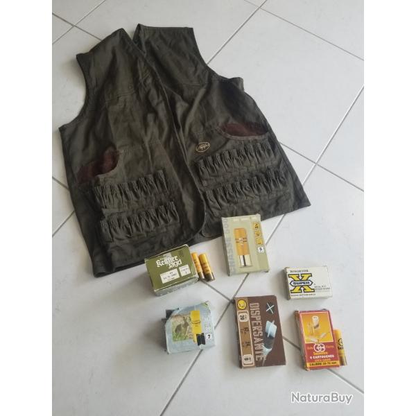 Divers Munitions calibre 20 avec gilet de chasse XL.
