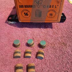 Vend bourre ''gabel'' épaisseur 15 mm calibre 16 total 340 bourres