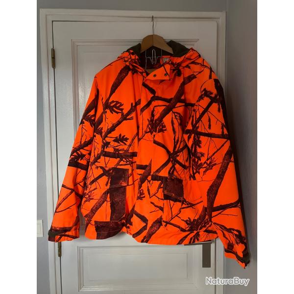 Veste chaude taga 300 orange battue capuche 2XL
