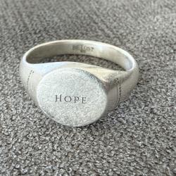 Chevalière en argent sterling - HOPE (espoir) - bague homme - taille 60 - marque Be Lost