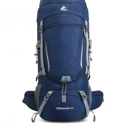 Sac à Dos Extérieur 60L Étanche Randonnée Camping Chasse et Voyage Confort & Résistance Bleu