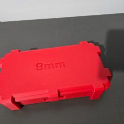 Boîte de rangement rouge calibre 9mm