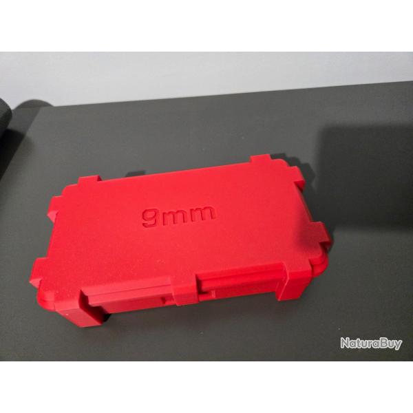 Bote de rangement rouge calibre 9mm