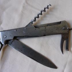 Ancien couteau pliant 4 pièces à pompe SOLINGEN armée allemande type MERCATOR tout métal GERMANY