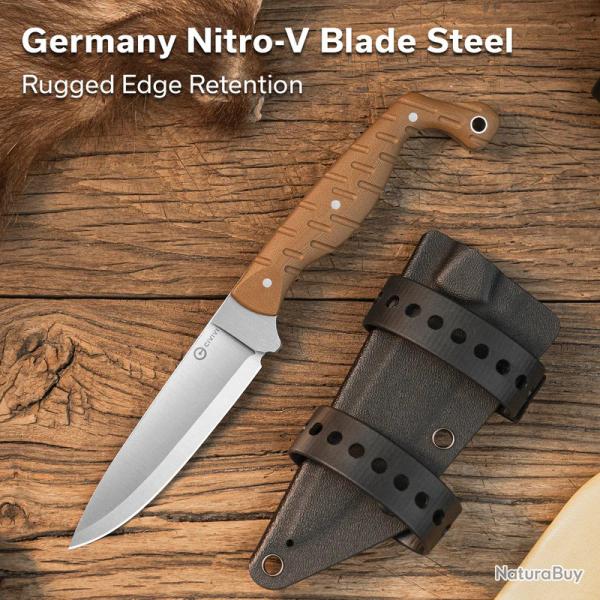 Couteau Civivi MDRN Hunter Brown Lame Acier Nitro-V Manche G-10 Etui Kydex CIVC230782