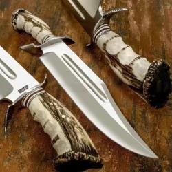 Magnifique couteau de chasse - Acier J2 - Bois de Cerf (2)