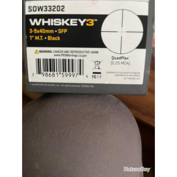 Bonjour lunette de vise approche sig sauer whiskey 3 3-9X40 neuve jamais servi.