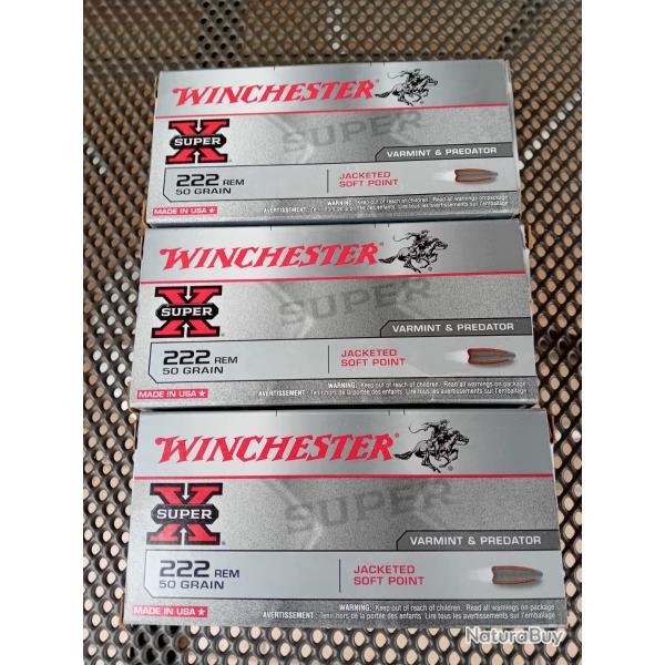 60 Munitions soit Trois botes de Winchester Super X Calibre 222Rem Soft Point 50Gr.(Voir Photos)