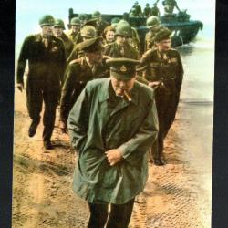 débarquement de normandie le général montgomery accueille churchill sur le sol français cpm