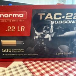 Munitions NORMA TAC-22 SUBSONIC Cal.22lr 40gr