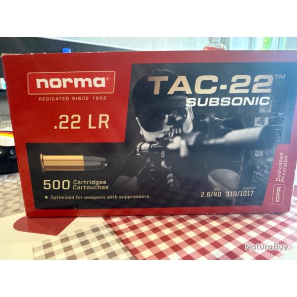 Munitions NORMA TAC-22 SUBSONIC Cal.22lr 40gr