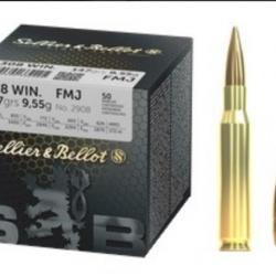 Sellier & Bellot cal.308 Win FMJ 147 grains - 9.55 grammes/500 munitions