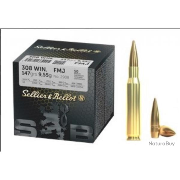 Sellier & Bellot cal.308 Win FMJ 147 grains - 9.55 grammes/500 munitions