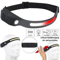 LAMPE FRONTALE A LED 350 lumens avec faisceau blanc ou rouge +  capteur