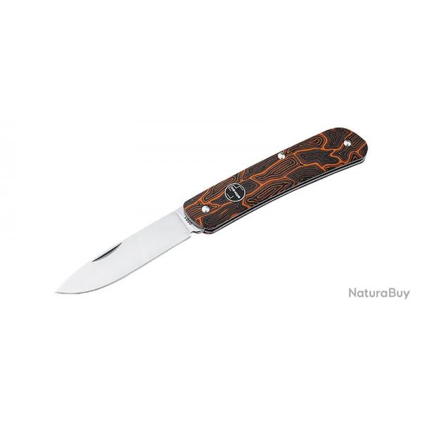 Boker Couteau Tech Tool Orange Damast G10 - Lame 71mm - Manche G10 - Clip - Brise vitre