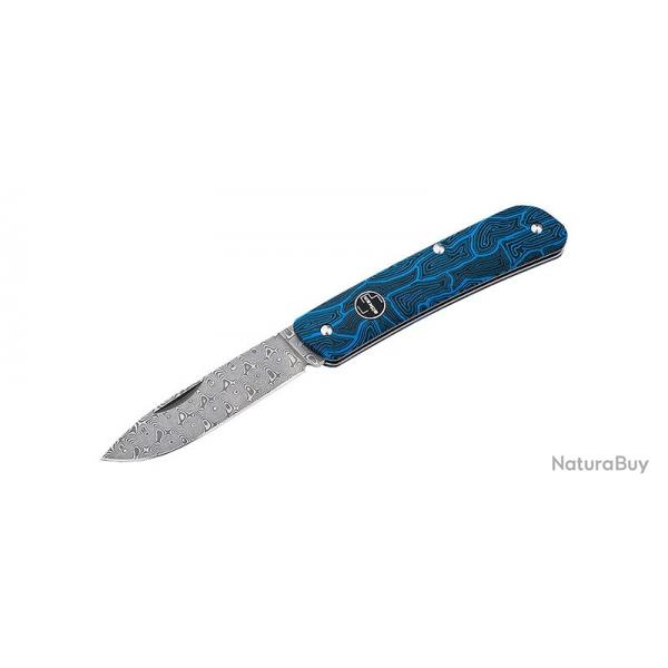 Boker Couteau Tech Tool Blue Damast - Lame 71mm - Manche G10 - Clip - Brise vitre