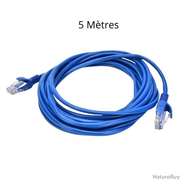 Cble Rseau Ethernet RJ45 CAT6 Gigabit - 5 mtres - Bleu Haute Qualit