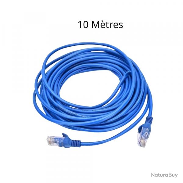 Cble Rseau Ethernet RJ45 CAT6 Gigabit - 10 mtres - Bleu Haute Qualit