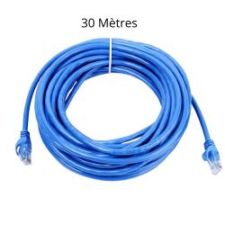 Câble Réseau Ethernet RJ45 CAT6 Gigabit - 30 mètres - Bleu Haute Qualité