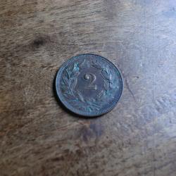 monnaie 2 centimes B  république helvetia 1918