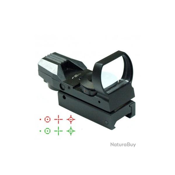 ENCHERE 1 EUROS POINT ROUGE TACTIQUE / HOLOGRAQUE 22x33 ROUGE OU VERT RAIL EN 20 MM