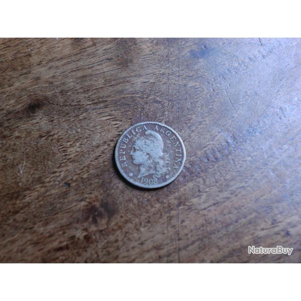 monnaie 5 centivos  rpublique argentina 1908