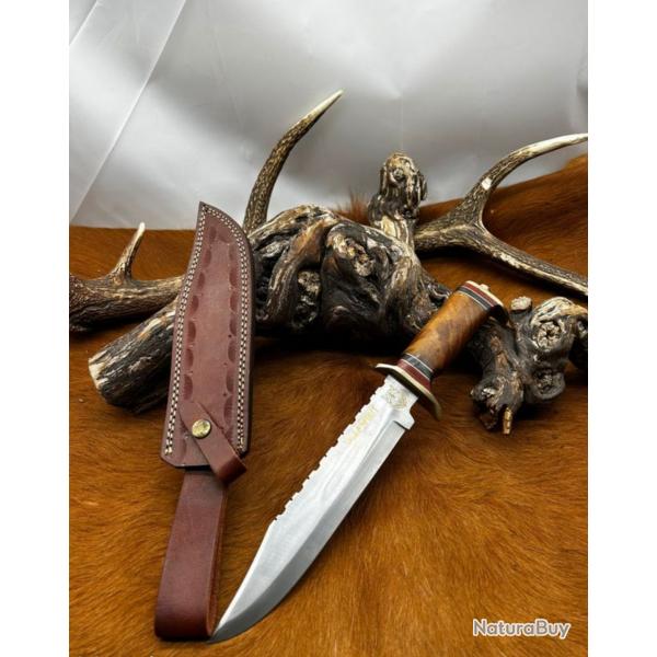 Couteau Bowie "WOLF SPIRIT " grav tte de loup (4)