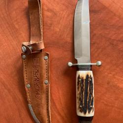 couteau de chasse Othello - Anton Wingen Jr - Solingen Germany et son étui - lame 12,5cm total 23cm