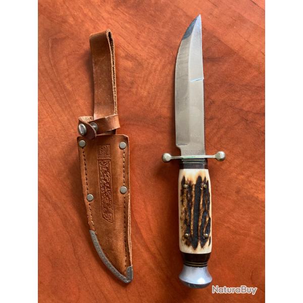couteau de chasse Othello - Anton Wingen Jr - Solingen Germany et son tui - lame 12,5cm total 23cm