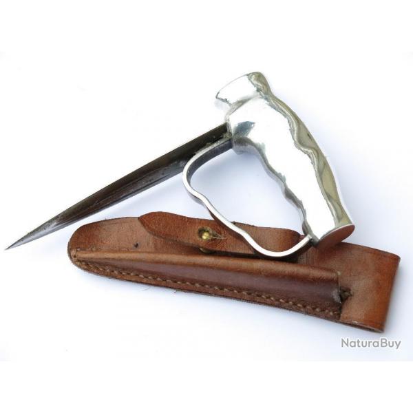 Coup de poing Robbins et Dudley poigne aluminium avec fourreau cuir