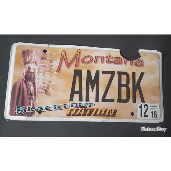 PLAQUE D' IMMATRICULATION D' ORIGINE DES BLACKFEETS DU MONTANA