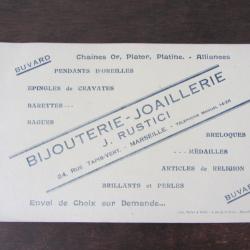 Buvard publicitaire Bijouterie Marseille 1912