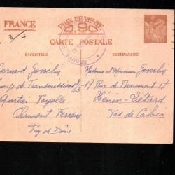 carte correspondance 1941 ,  cpa groupe de transmissions clermont ferrand