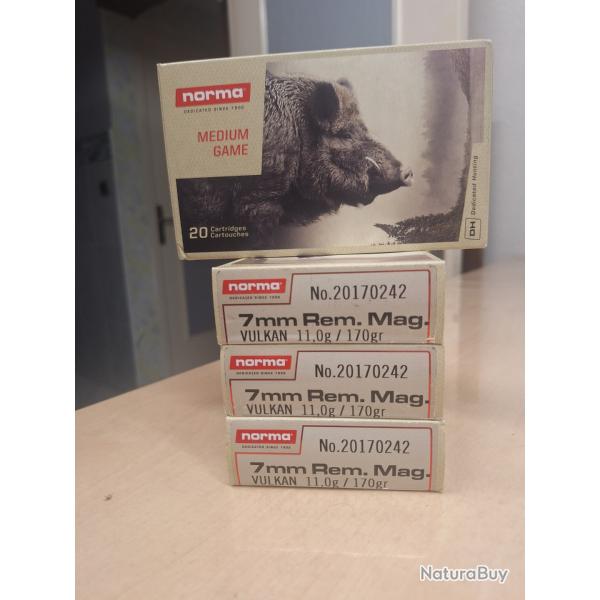 Cartouches Norma vulkan 7 RM 11g/170gr