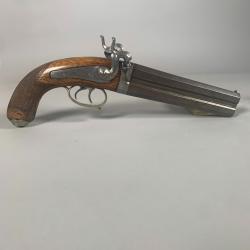 Rare Pistolet d'officier d'état major 1855 à Double Canon Superposé XIXeme